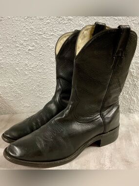 Boulet 9802Challenger Men's Black Leather Western Pull-On Cowboy Boots Size 9.5E